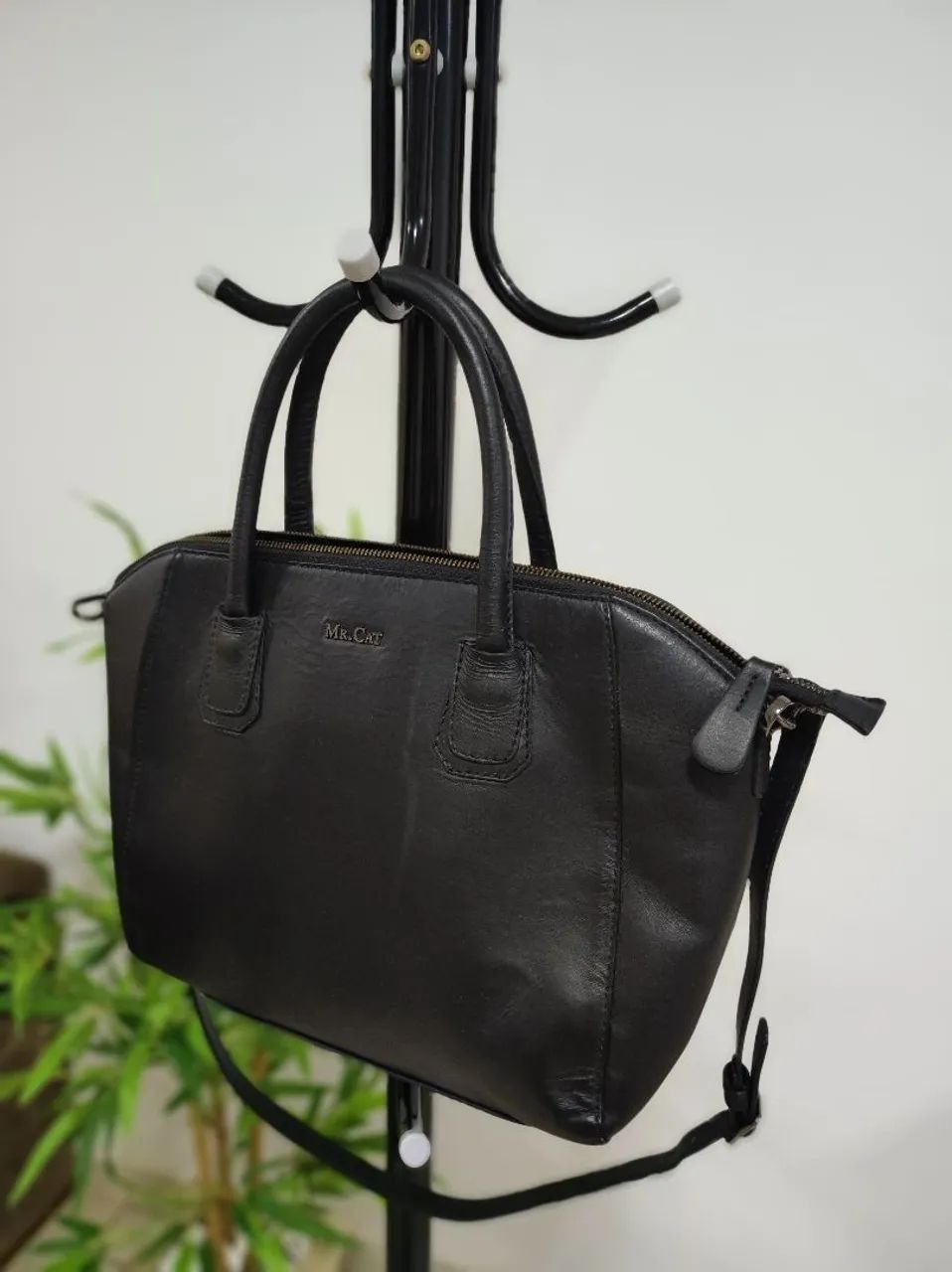 bolsa mr cat couro legítimo preta  - Foto 5