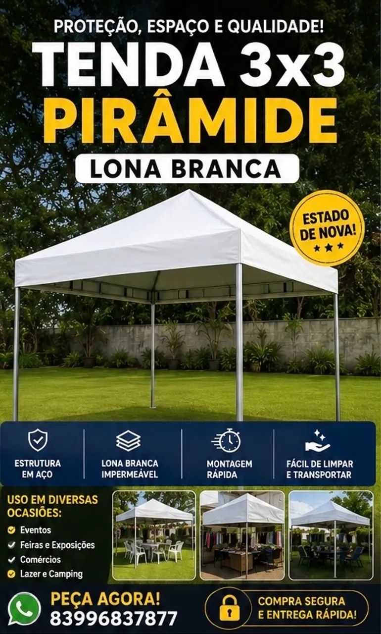 tenda piramidal 3x3 reforçada - Foto 4