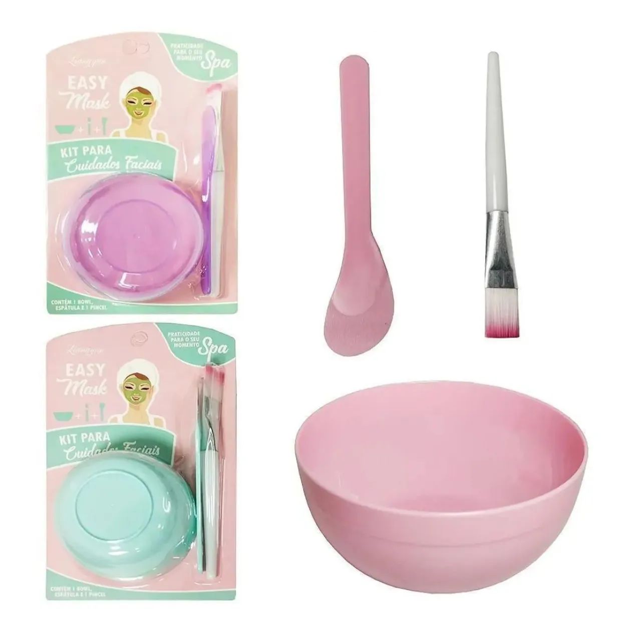 Kit para Cuidados Faciais Pote + Pincel + Espátula - Foto 2