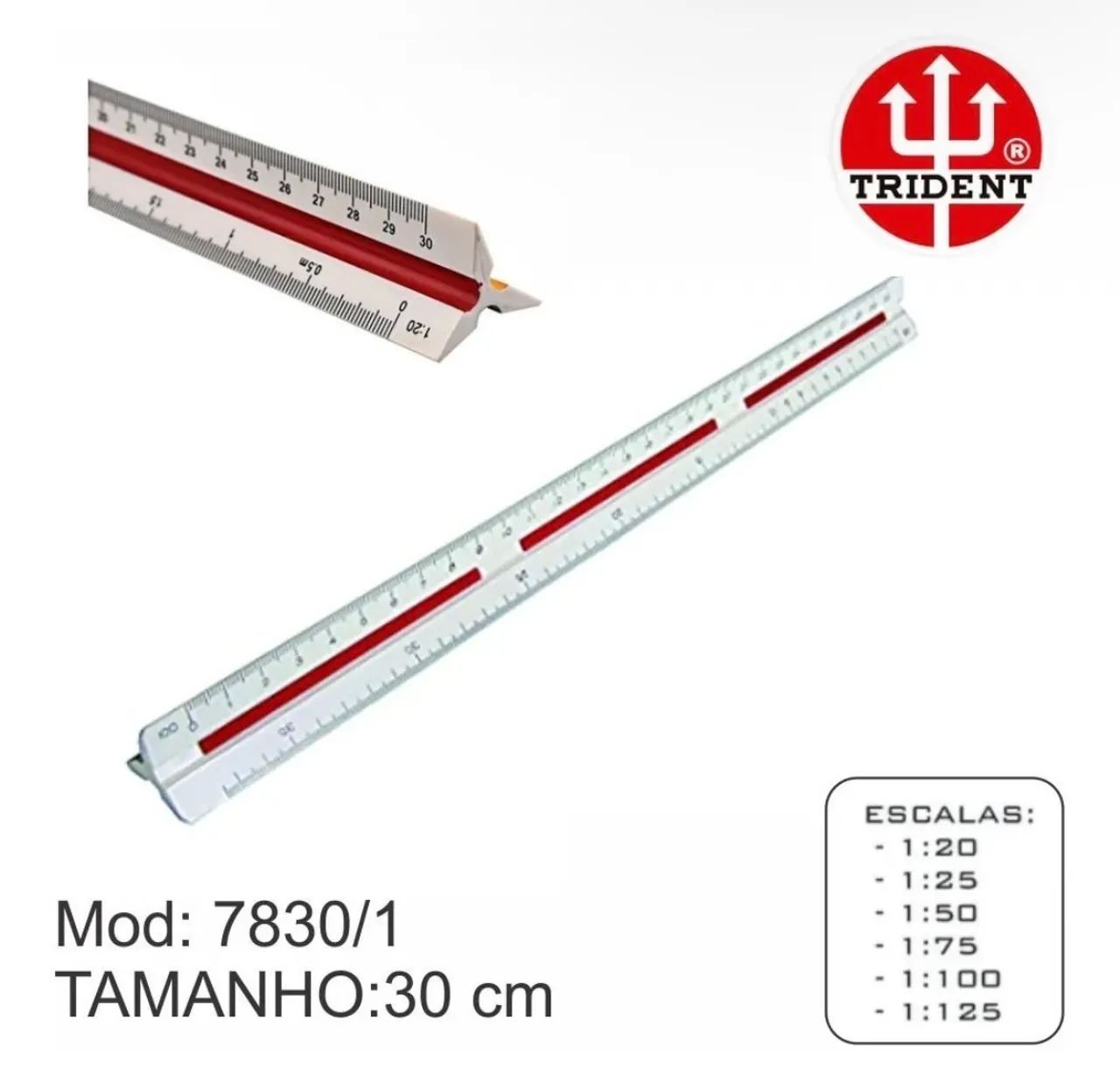 Escalímetro Trident triangular com capa - Foto 3