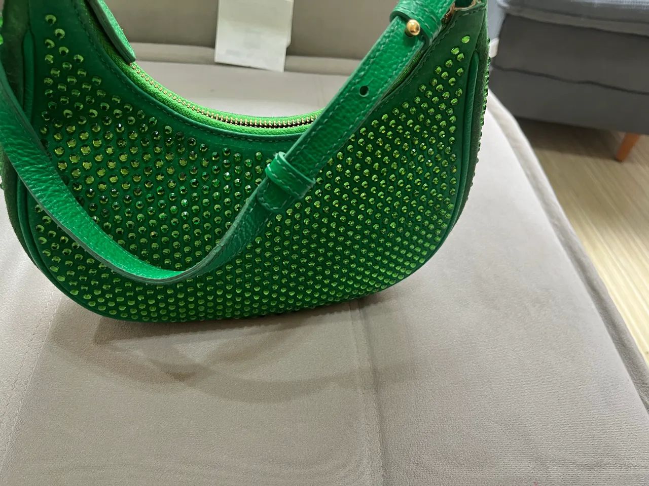 Bolsa Luiza Barcelos Verde com Cristais e Alça Regulável - Foto 2