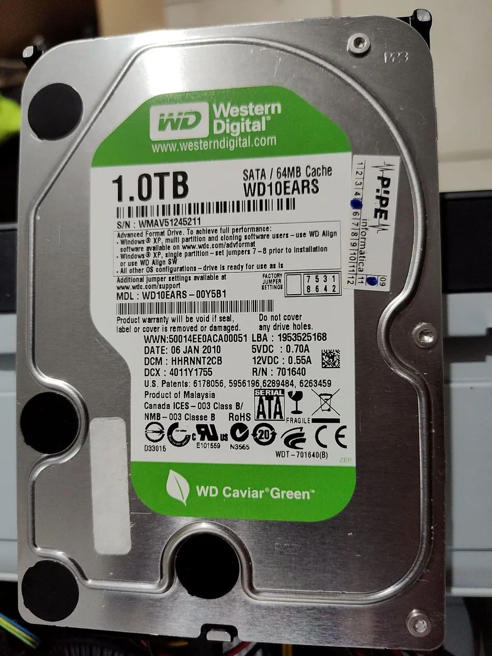 HD 1TB WESTERN DIGITAL WD 100% SAUDÁVEL 