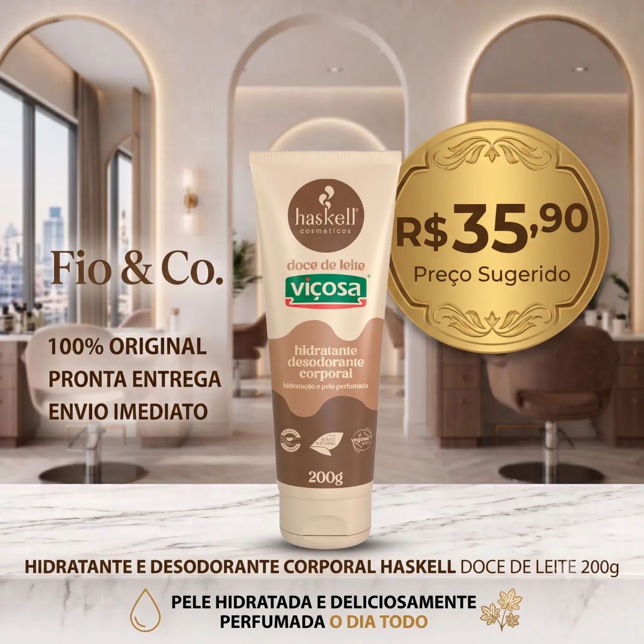 Hidratante e desodorante corporal doce de leite Haskell 200g