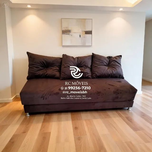 Sofá Cama Bicama 1,70m Suede D33 Compacto e Funcional - Foto 3