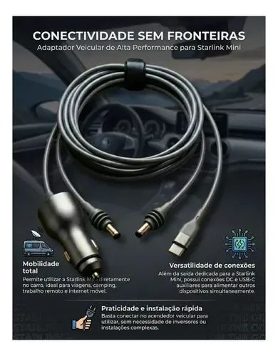 Cabo para Starlink 3 em 1 para automóveis  - Foto 4