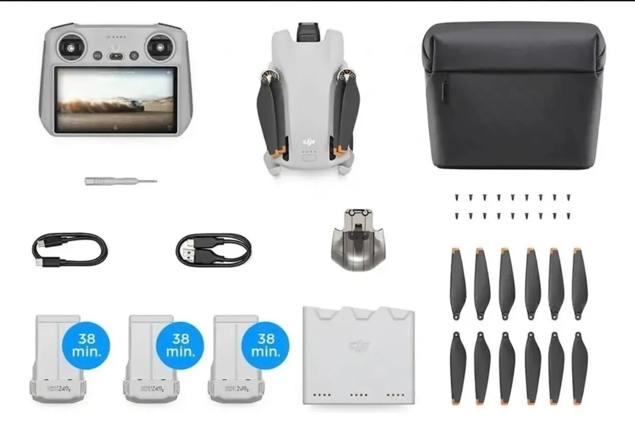 Drone DJI MINI 3 Fly More Combo Controle RC com tela