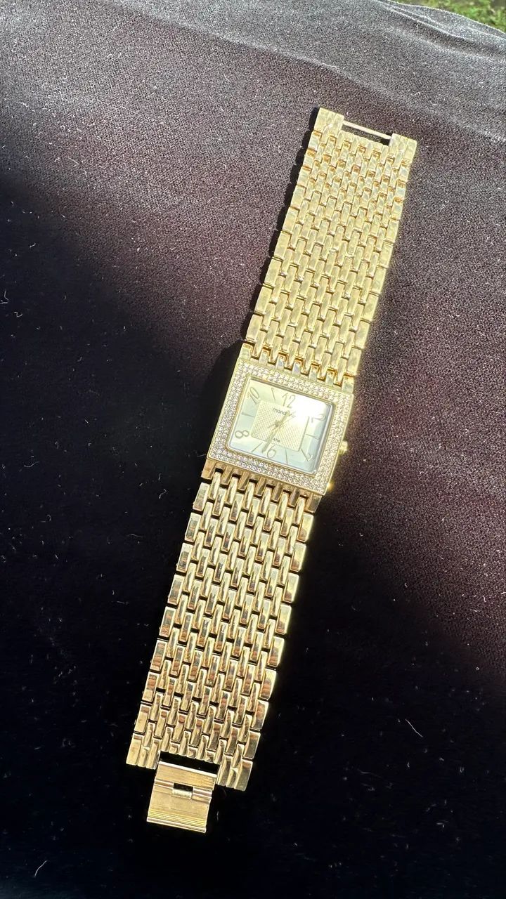 Relógio Mondaine Dourado Strass - Foto 3