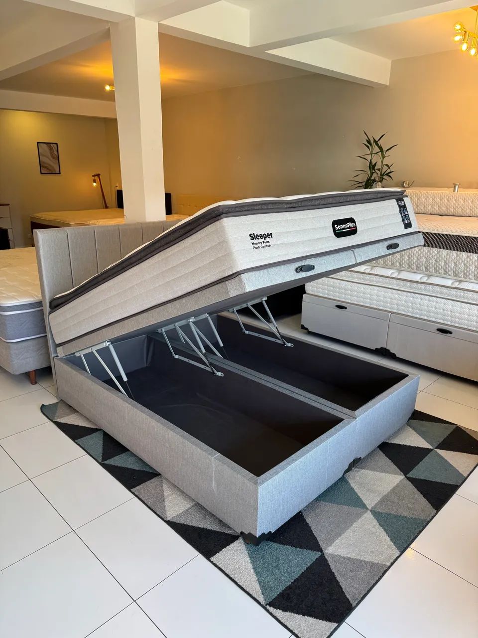 Cama BAÚ QUEEN COM COLCHÃO TOP E CABECEIRA - ENTREGA GRÁTIS!  - Foto 3