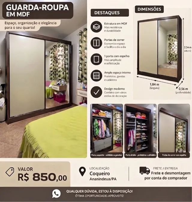 Guarda Roupa em MDF ( Usado)