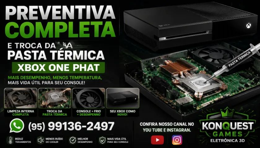PREVENTIVA E TROCA DA PASTA TÉRMICA XBOX ONE PHAT