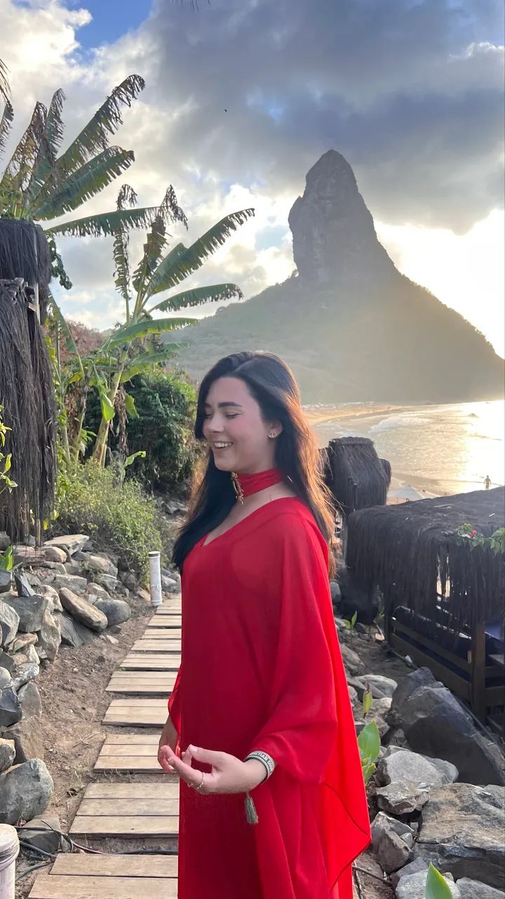 Vestido / saída de praia / kafta vermelha longa  - Foto 2