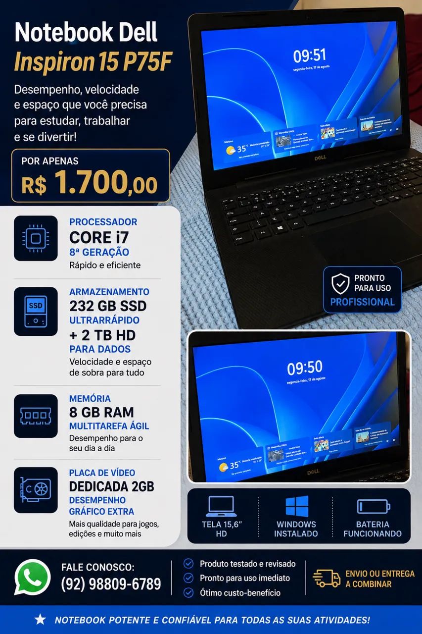 Notebook Inspiron 15 P75F