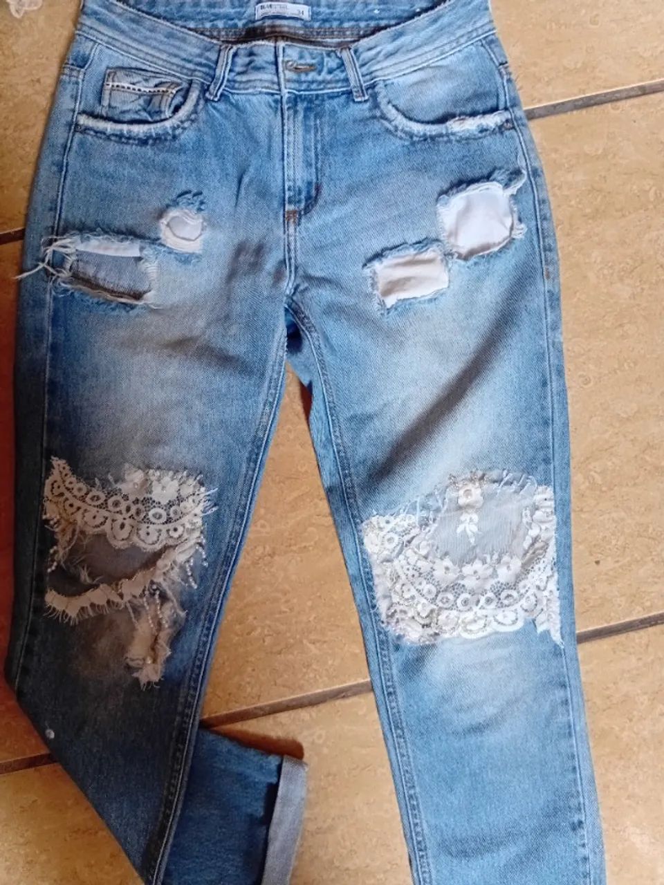Calça jeans bordada 36 - Foto 3