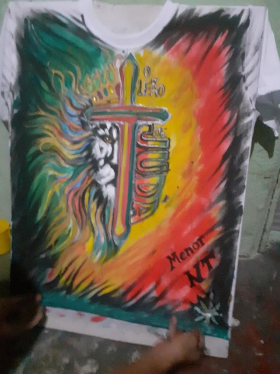 Camisa áryistics pintada a mão peça unica