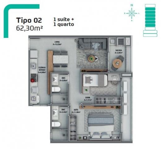 Lindo apartamento 01 suíte + 01 dormitório | próximo a recreativa da embraco | entrada par - Foto 12