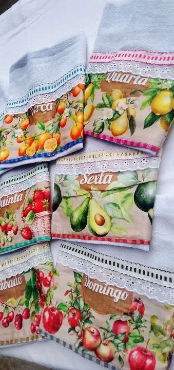 Jogo de Panos de Prato Decorados semaninha- 7 Peças - Foto 4