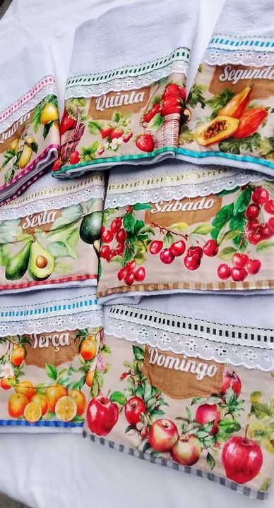 Jogo de Panos de Prato Decorados semaninha- 7 Peças - Foto 6