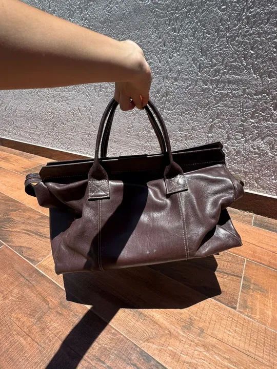 Mala de Viagem Couro Preta ou Marrom marca couro Brasil - Foto 4