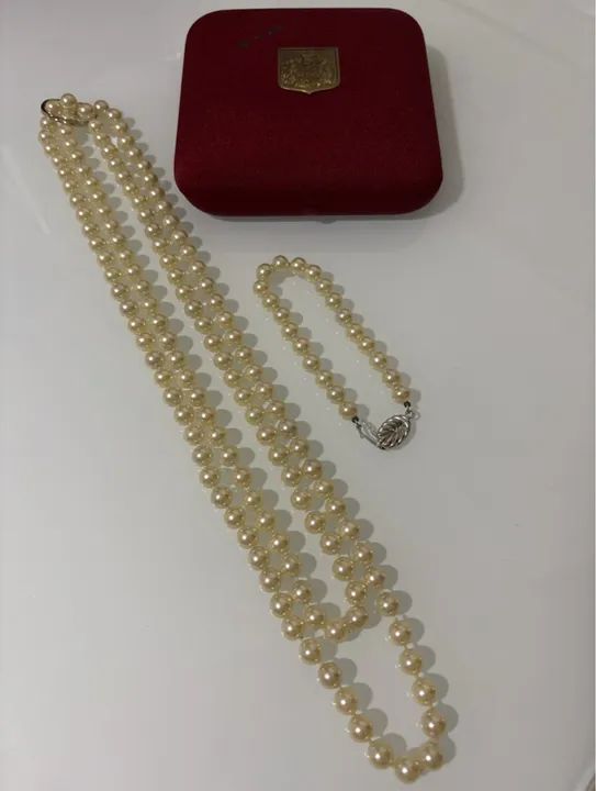 Pérolas Majorica Original : Colar De 122 Cm E Pulseira Novos - Foto 3