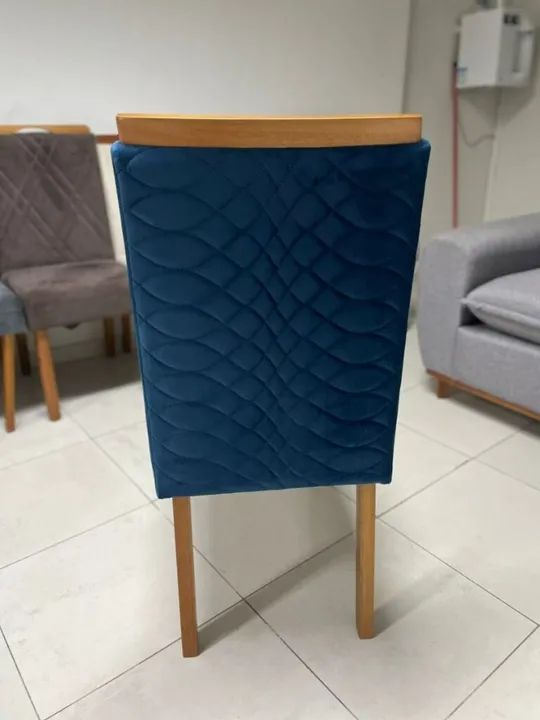 Pronta entrega!! Kit 2 Cadeiras Hamburgo Mel/Azul  - Foto 2