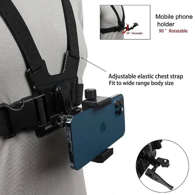 Suporte Correia de peito para telefone Celular com grampo ajustável - COD 1172 - Foto 2