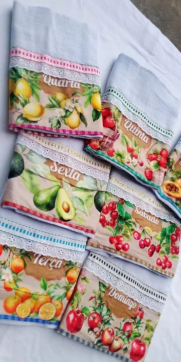 Jogo de Panos de Prato Decorados semaninha- 7 Peças - Foto 5