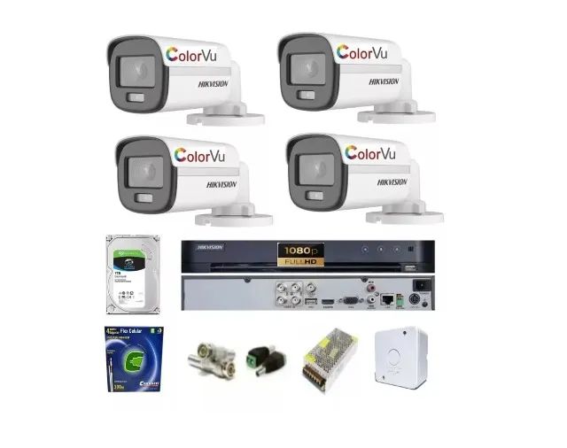 kit cameras de segurança hikvision imagem colorido anoite.