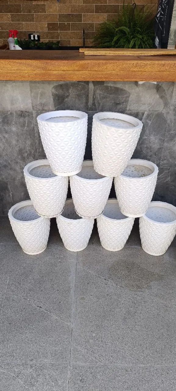 Conjunto de Vasos para Plantas - Branco - Foto 5