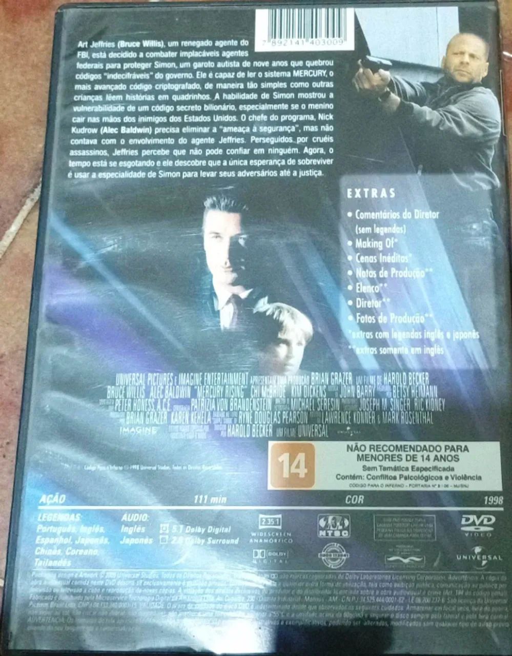 DVD Código para o Inferno  (Com Bruce Willis e Alec Baldwin) - Foto 3