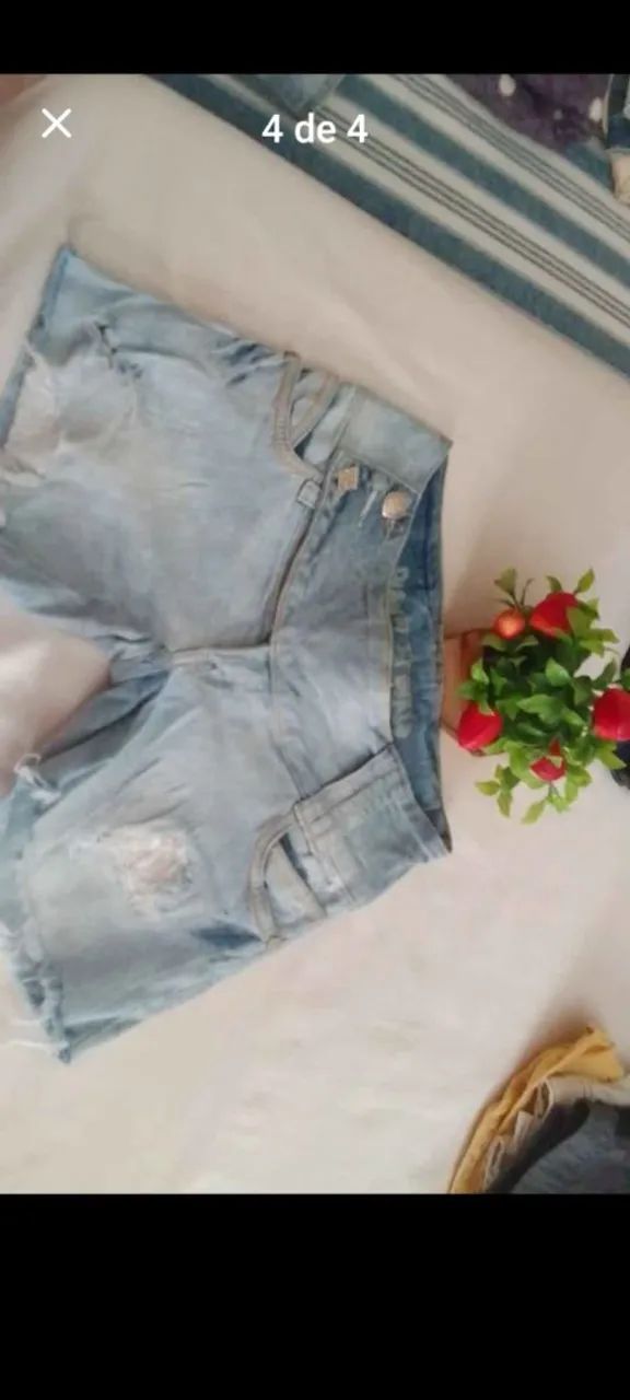 Shorts Jeans Feminino Detalhado - Foto 4