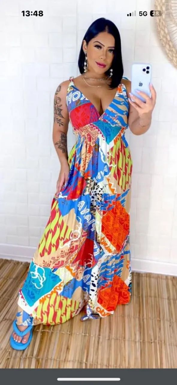 Vestido colorido / Tecido Viscolinho