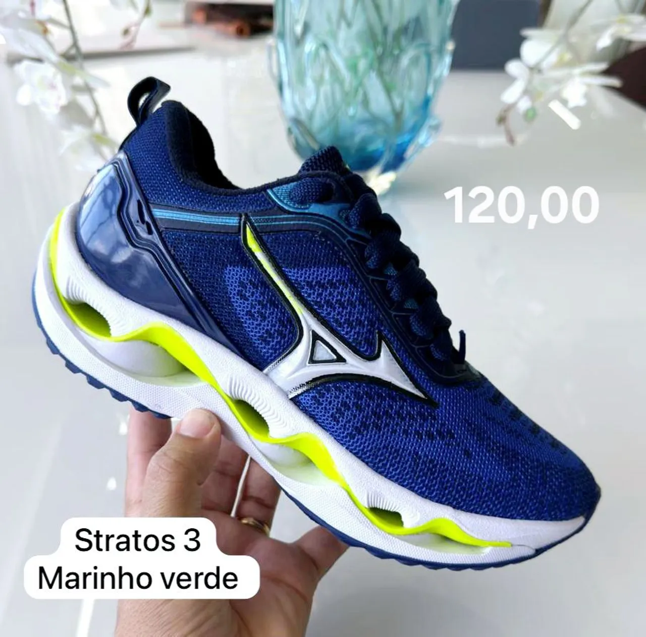 Tênis Mizuno Stratos 3 Marinho e Verde - Conforto e Estilo!