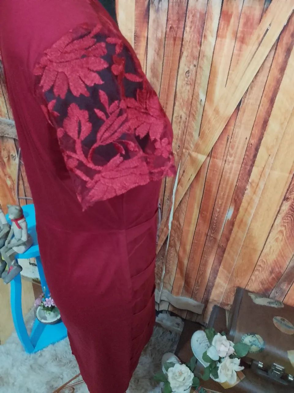 Vestido Vermelho com Renda G - Foto 4