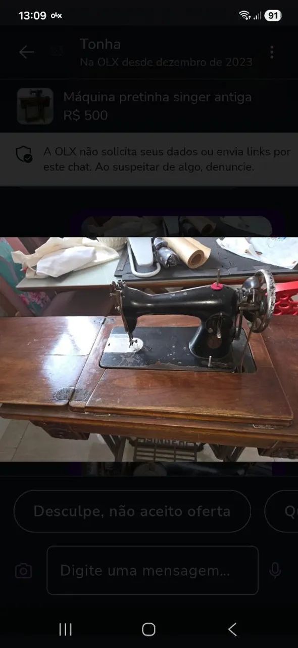Máquina Singer pretinha antiga  - Foto 4