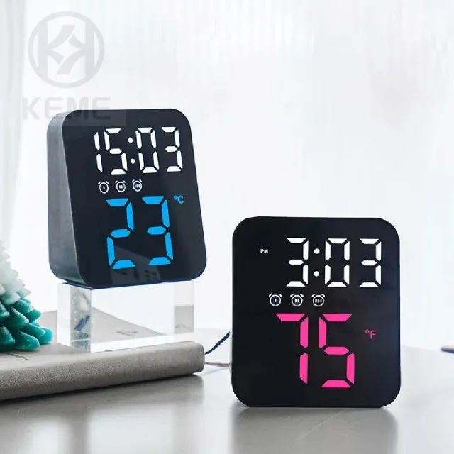 Relógio Digital Led Temperatura Alarmes Usb Mesa E Parede LE-2164 Loja Coimbra Computadore