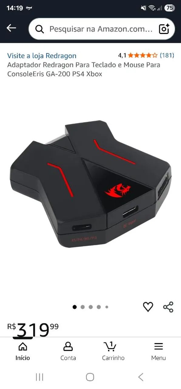Adaptador de teclado e mouse para Console Redragon