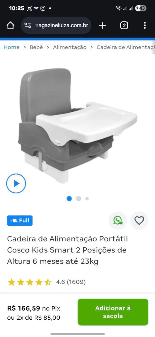 Cadeira Cosco de Alimentação para Bebê - Usada  - Foto 3