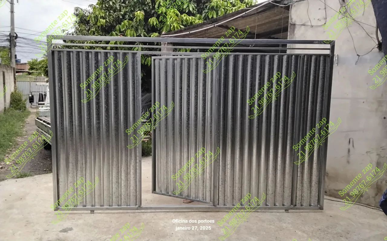 Portão de Aço Galvanizado 2,30 X 3,50 com social completo 