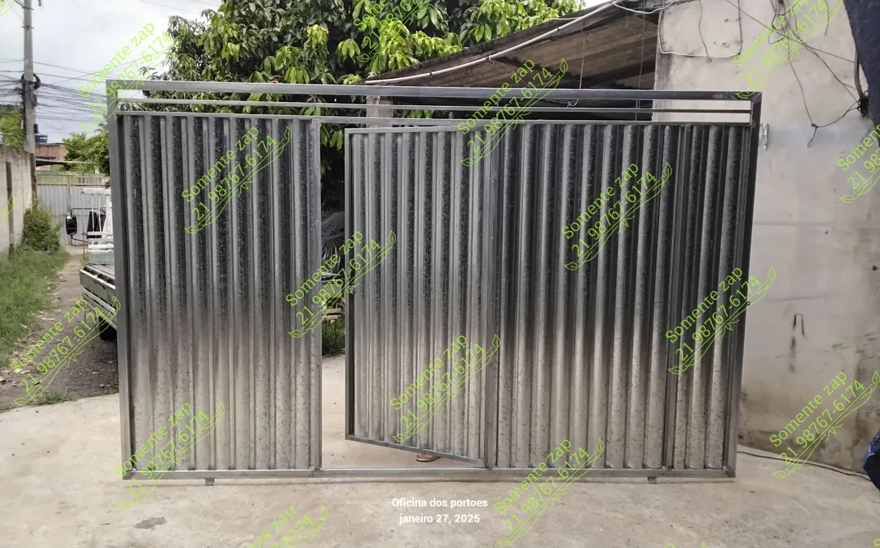 Portão de Aço Galvanizado 2,30 X 3,50 com social completo