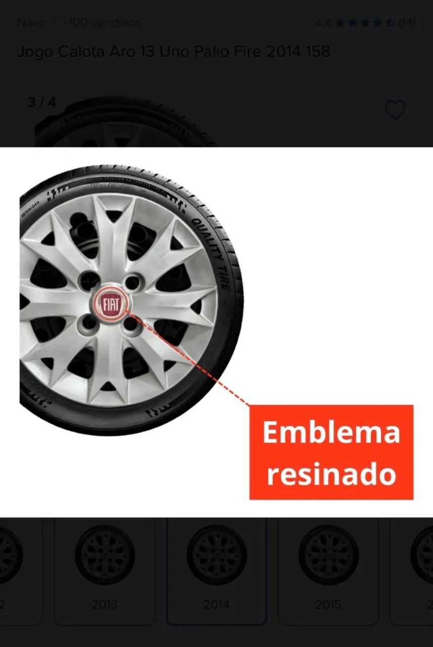 4 Calota Palio Fire Economy Flex Aro 13 Prata Com Emblema - Foto 2