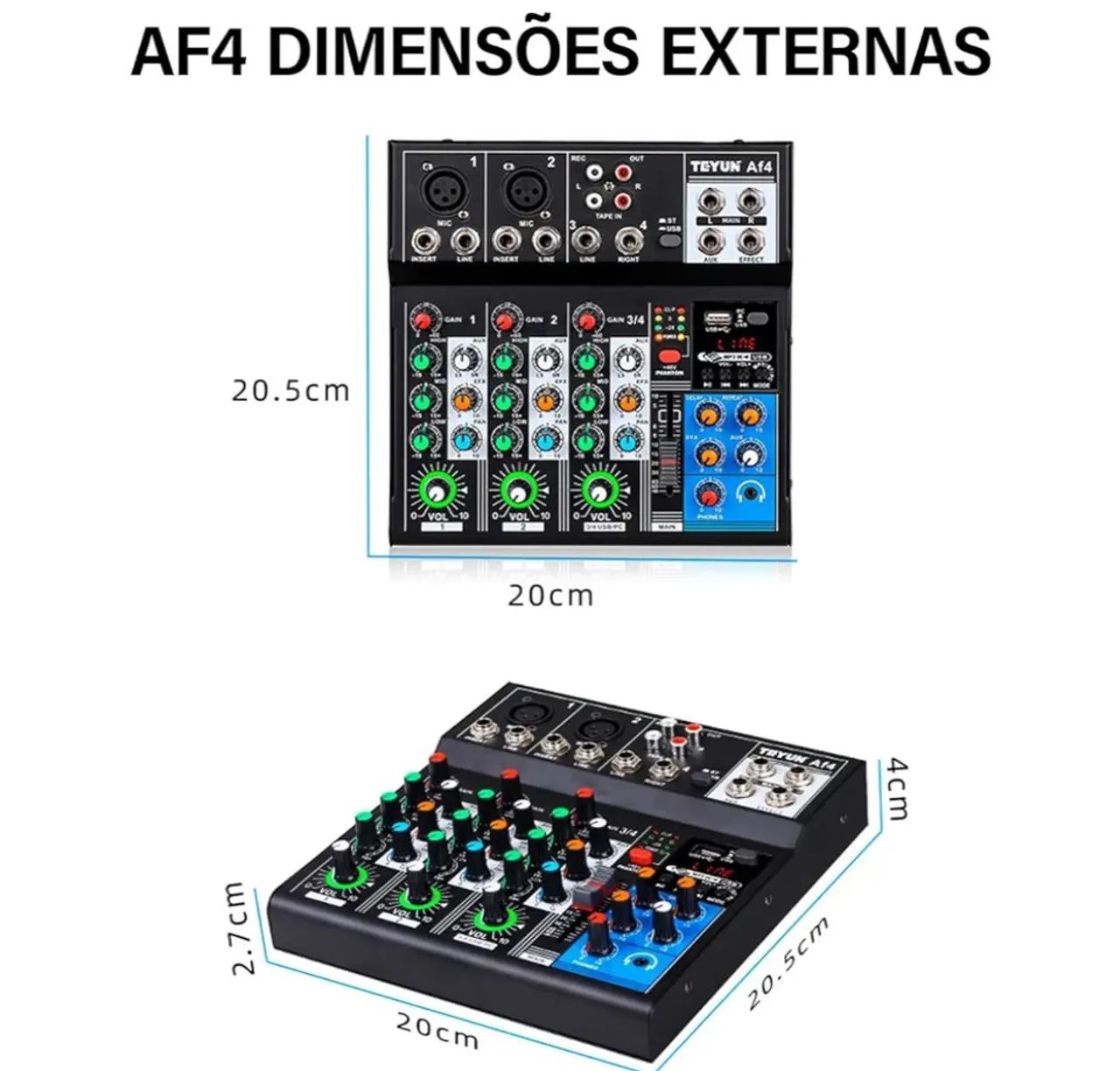 Mesa de Som 4 Canais TEYUN Af4 - 3/4 USB/PC - Foto 2