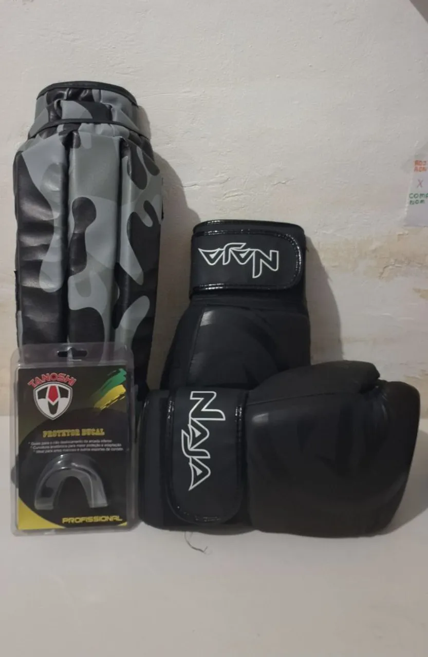 Kit de Treino: Luvas, Caneleira e Protetor Bucal