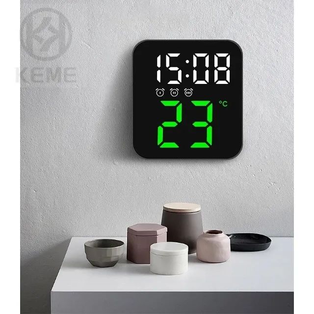 Relógio Digital Led Temperatura Alarmes Usb Mesa E Parede LE-2164 Loja Coimbra Computadore - Foto 3