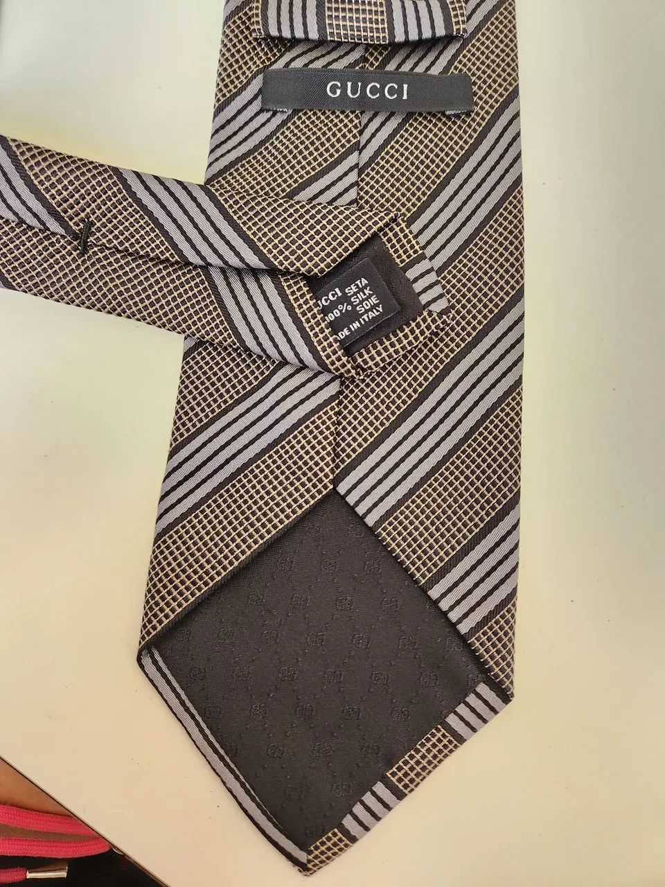 Gravata de seda da Gucci cinza - Foto 4
