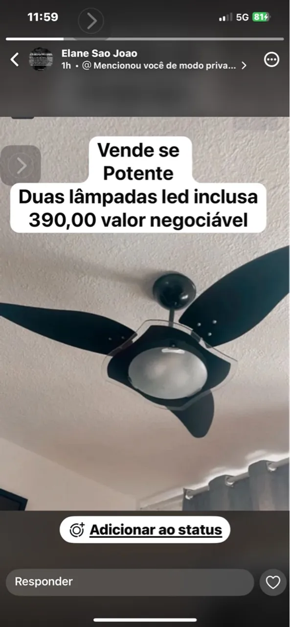 APENAS VENDA Ventilador de teto potente com lâmpadas LED