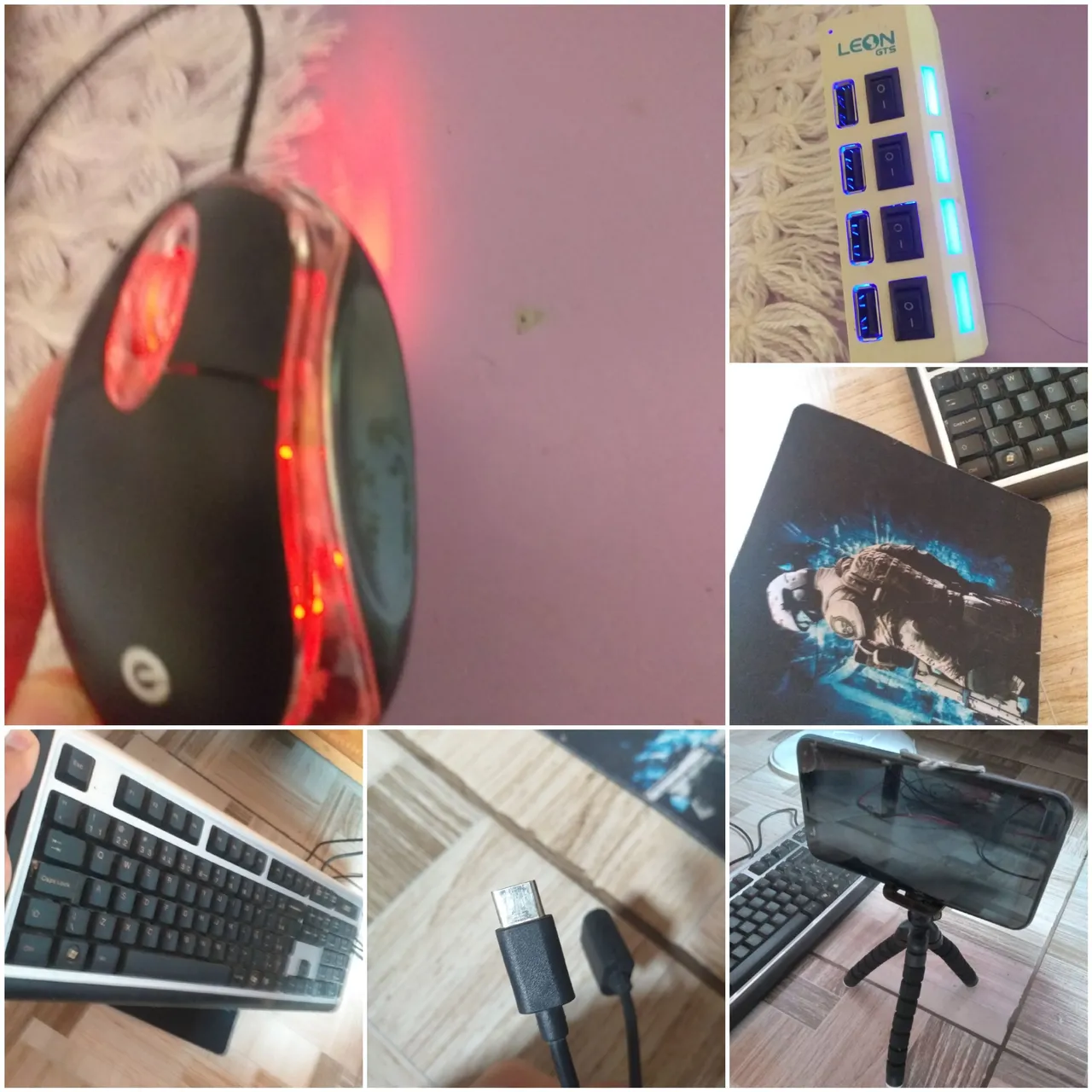 Kit completo para escritório/gamer (teclado, mouse, mousepad, tripé, hub USB e cabo OTG)
