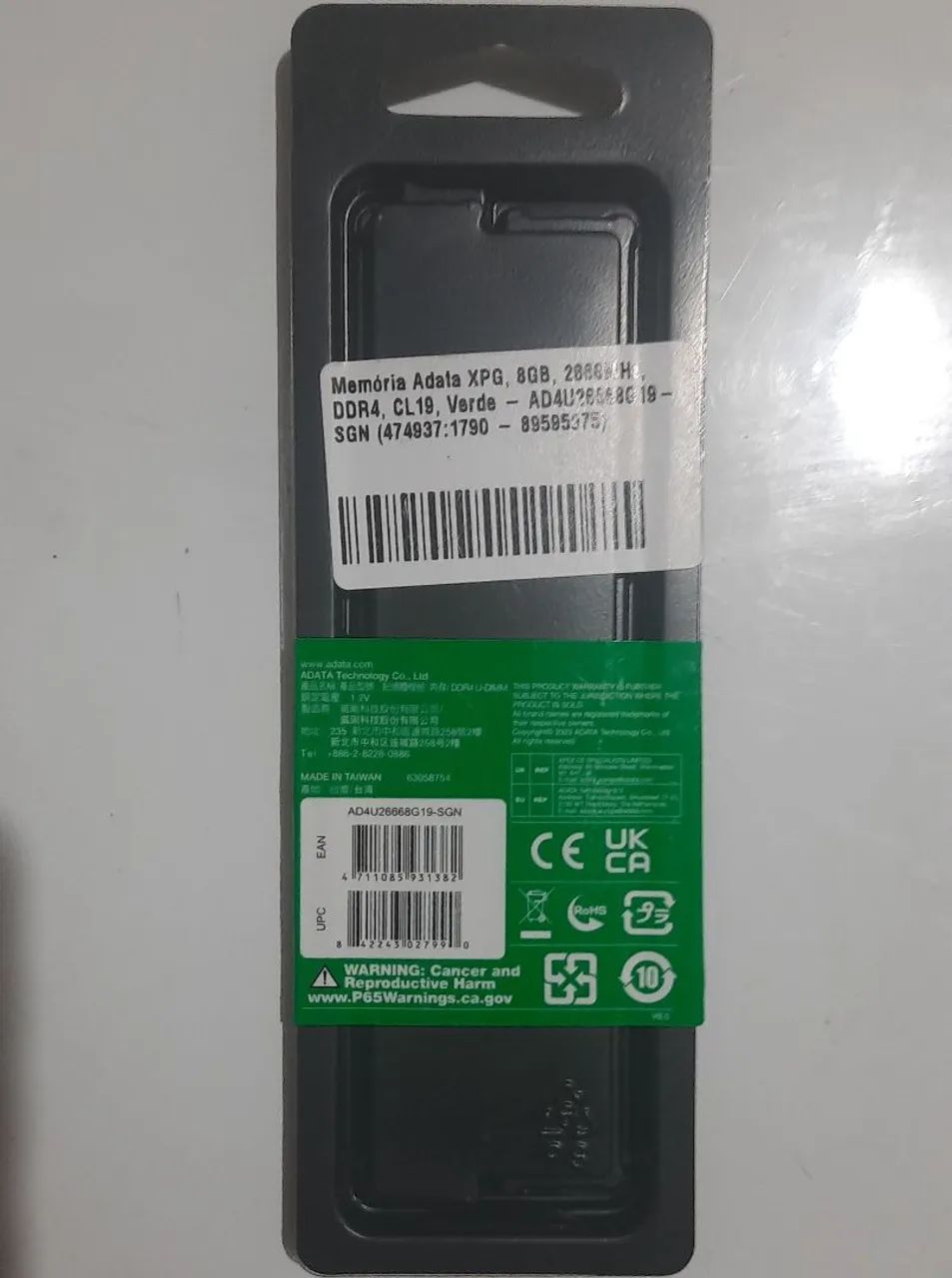 Memória RAM 8GB DDR4 2666Mhz