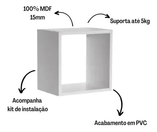 Kit 03 Nichos 30x30 Branco Sala Quarto Banheiro Decoração - Foto 3