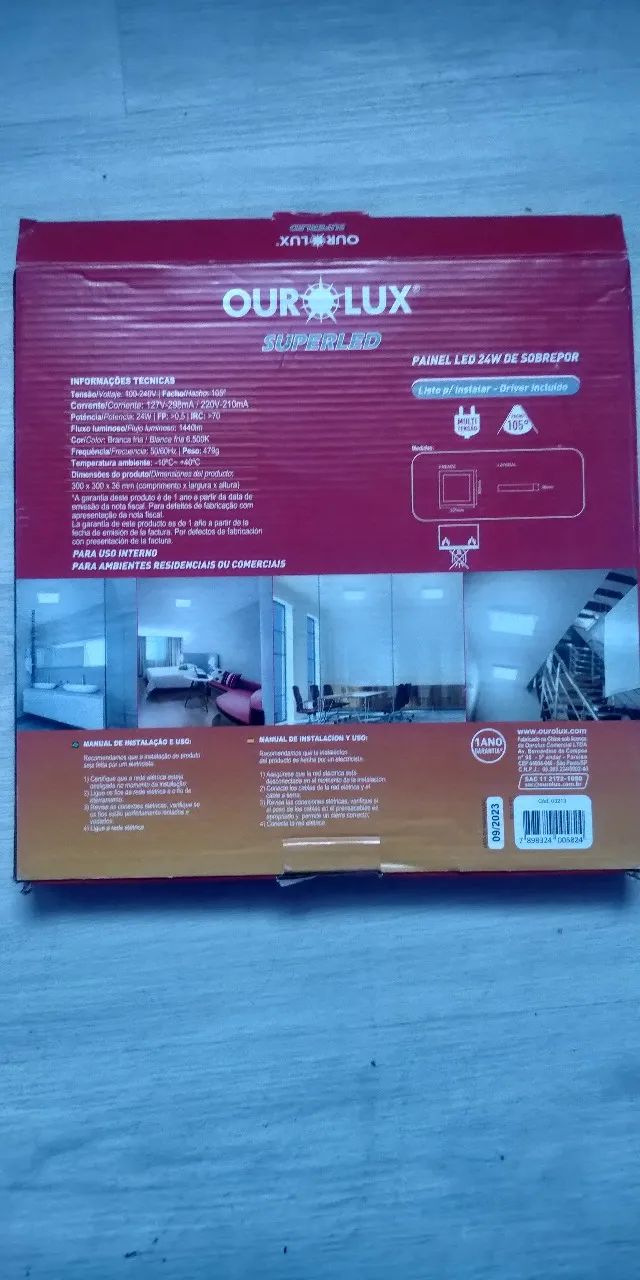 Painel paflon LED quadrado 24W Branco frio 6.500K Ourolux (5 UNIDADES) - Foto 3