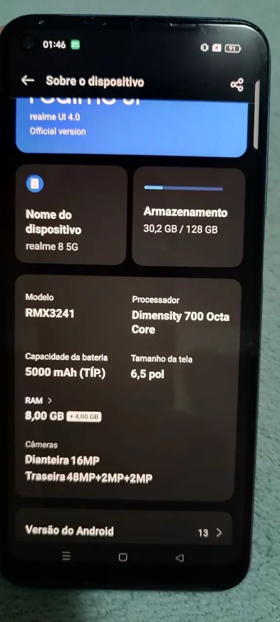 Celular smartphone Realme 8 5G, 128GB, 8RAM - Foto 3